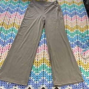 Women’s Taupe Wide-Leg Straight Stretch Yoga Activewear Pants X-Large XL